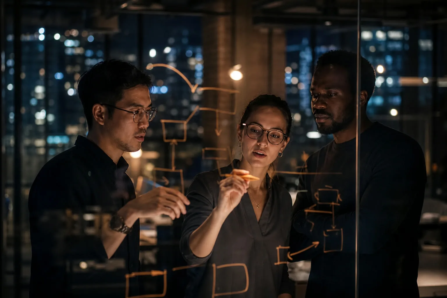 Product team at a whiteboard